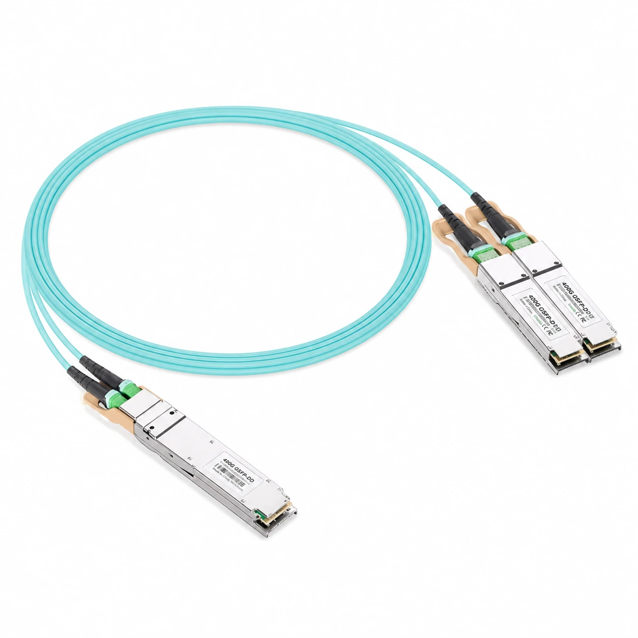 MFA7U10-H003 Compatible 3m InfiniBand HDR AOC Splitter Cable 400G(Finned Top) to 2x200G(Flat Top) view 2