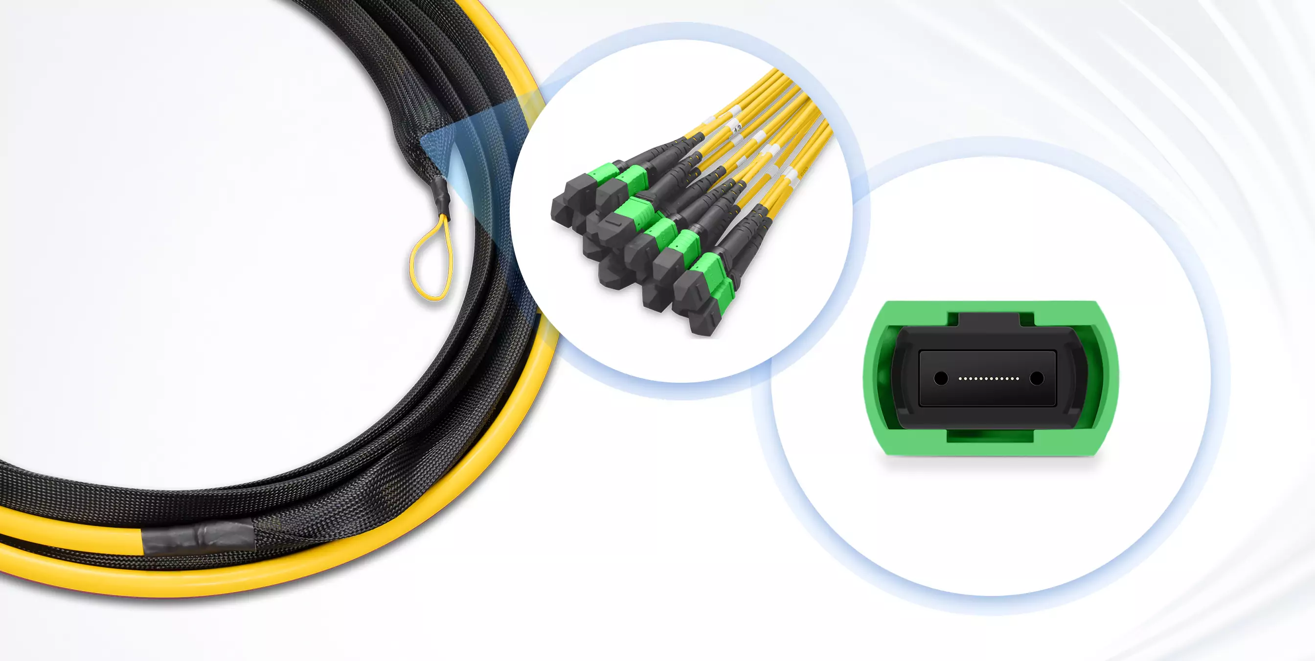 192 Fiber OS2 MPO Trunk Cable, Pre-terminated Type B 5m (16ft) 16 x MPO-12 APC (Male) to 16 x MPO-12 APC (Male) detail