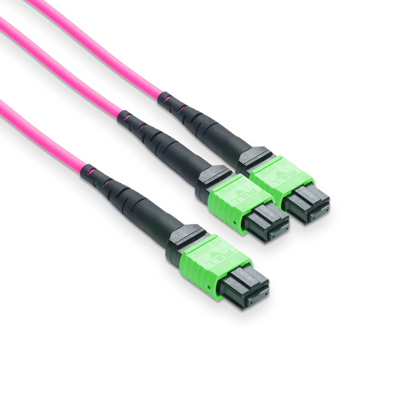 50m (164ft) MFP7E20-N050 MPO-8 APC to 2 MPO-4 APC Multimode Passive Splitter Fiber Cable view 2