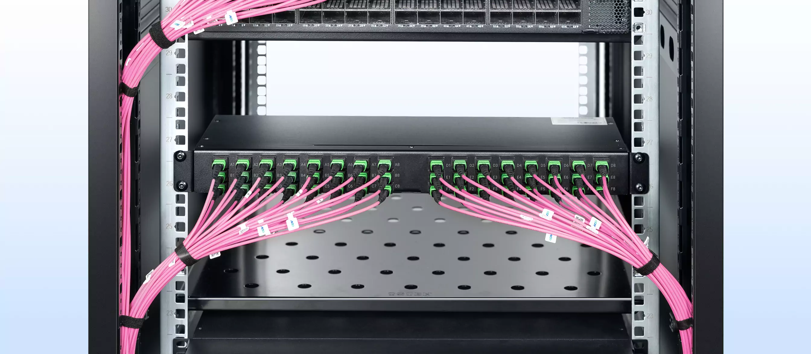 1U 192F MPO Shuffle Box (48x8F, OM4) Type4 for Scalable AI Data Center Cabling detail