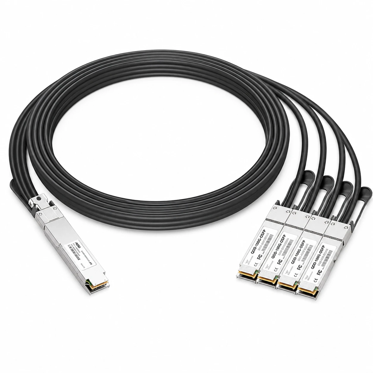 MCP7Y70-H001 Compatible 1m InfiniBand HDR DAC Splitter Cable 400G (Finned Top) to 4x100G (Flat Top) view 2