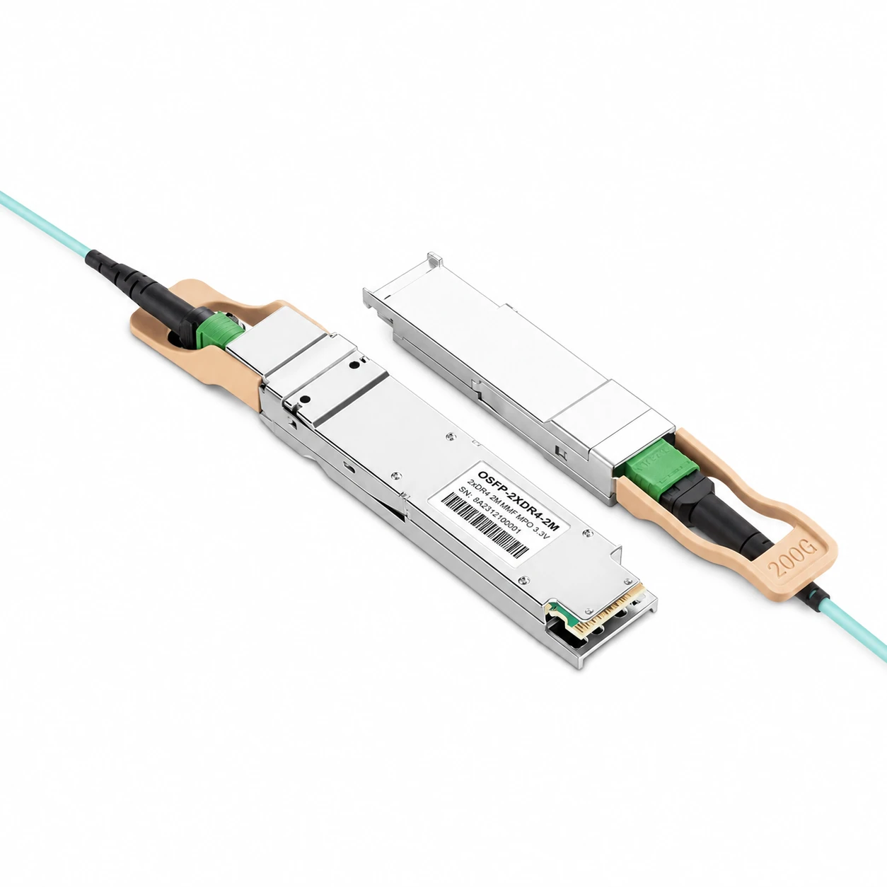 NVIDIA/Mellanox Coding Target InfiniBand HDR OSFP 200G(Flat Top) to QSFP56 200G(Flat Top) AOC Cable 3m view 4