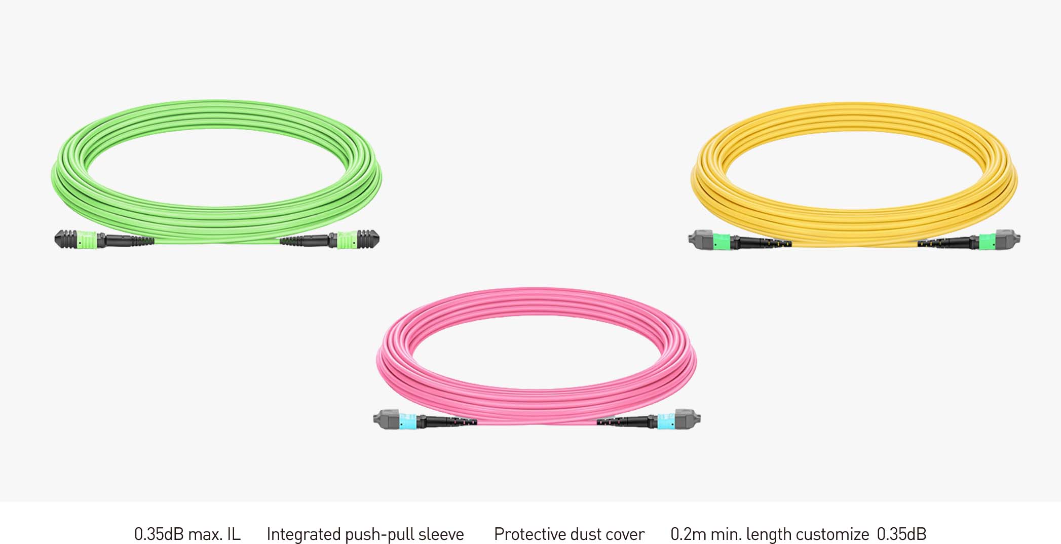 OM4 1m (3ft) MPO to MPO Female 16 Fibers APC Trunk Cable detail