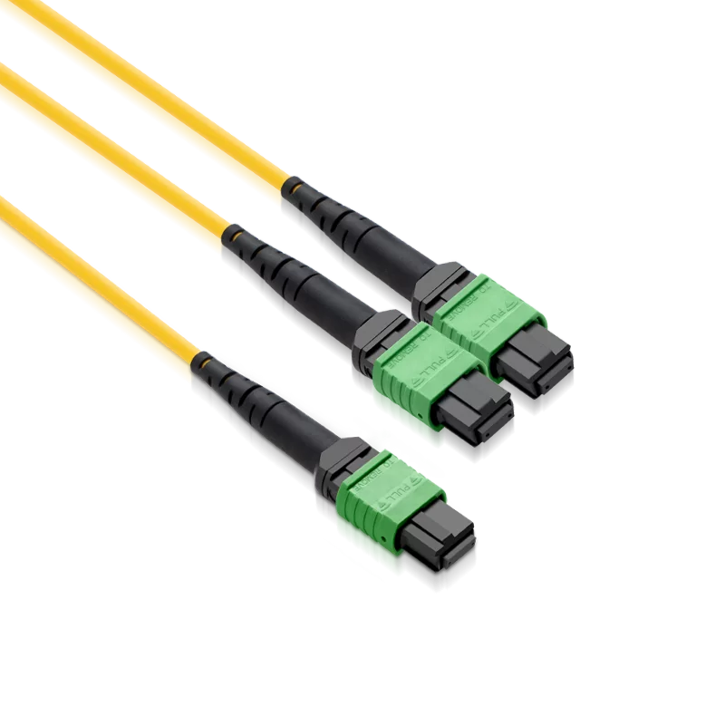 5m OS2 MPO-16 to 2x MPO-8 APC LSZH Breakout Fiber Cable for AI and storage clusters. view 3
