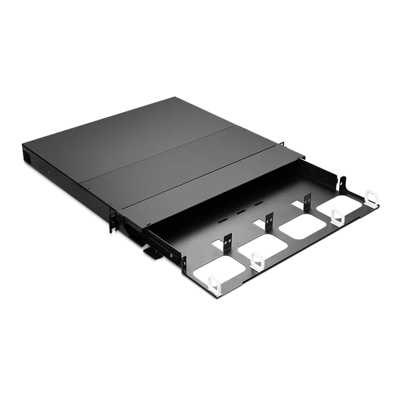 FEN-1U4SD 1U sliding fiber enclosure holds up to 4 panels/cassettes for up to 1152 fibers view 3