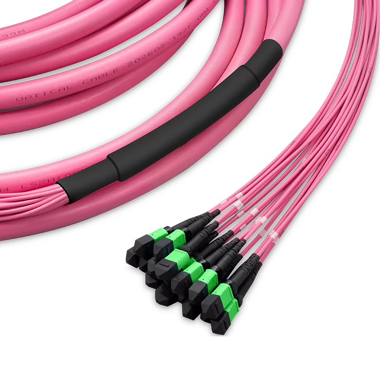 5m (16ft) 16xMPO-8 APC Male to 16xMPO-8 APC Male OM4 Multimode Type 2 Shuffle Breakout Cable (128 Fibers, LSZH） view 3