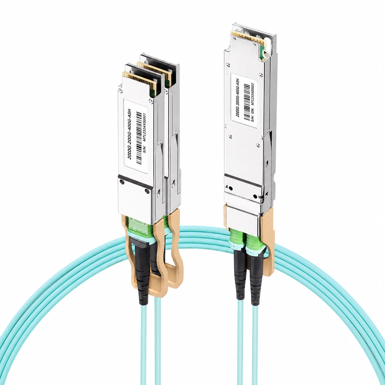 MFA7U10-H003 Compatible 3m InfiniBand HDR AOC Splitter Cable 400G(Finned Top) to 2x200G(Flat Top) view 3