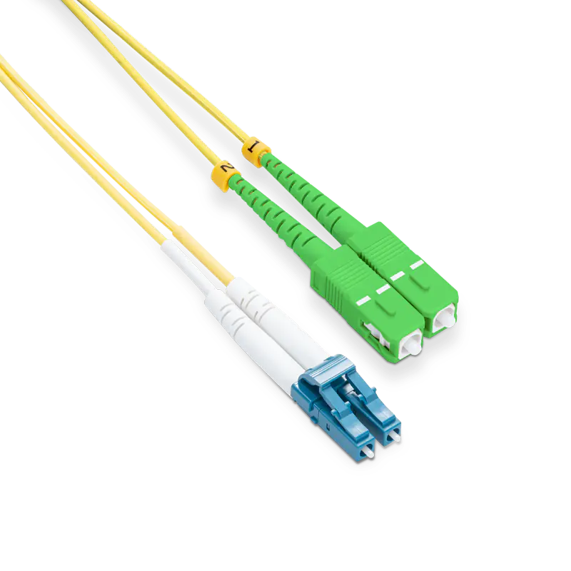 1m (3ft) OS2 LC UPC to SC APC Duplex PVC (OFNR) 2.0mm Fiber Optic Patch Cable view 4