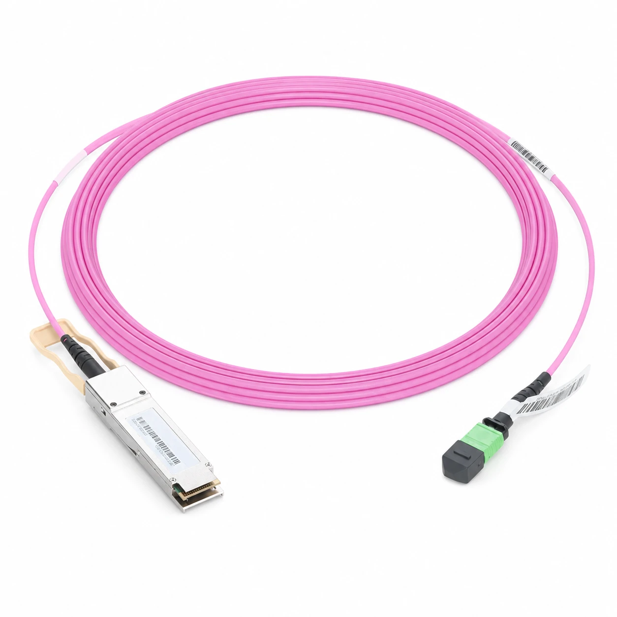 200GBASE-SR4 QSFP56 850nm 100m MMF Liquid/Immersion Cooling Transceiver with 3m MPO-12/APC Female Type A Pigtail view 2
