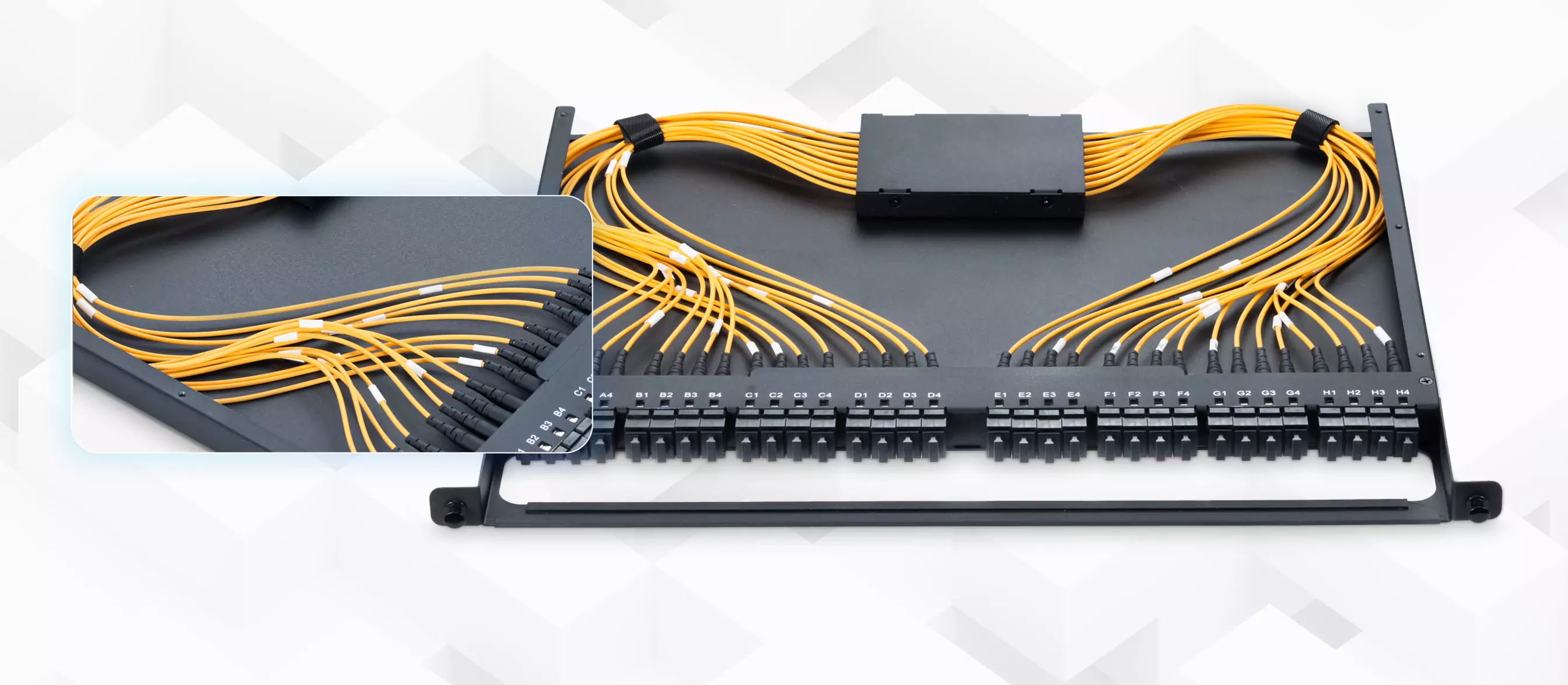 0.5U Rack Mount Enclosure with 32x8F MPO Adapters (128F, OS2 SM, Type 4, 0.35dB) Single Mode Shuffle Box for Scalable AI... detail