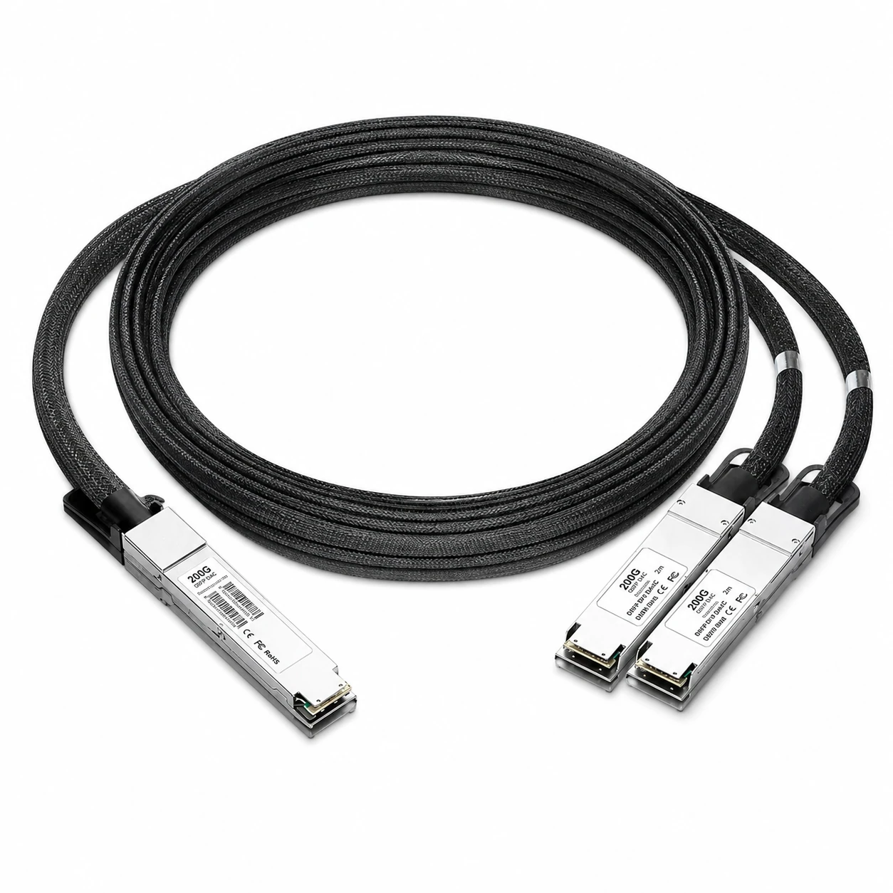 2m InfiniBand NDR Active Copper Splitter Cable 800G OSFP(Finned Top) to 2x400G OSFP(Flat Top) view 2