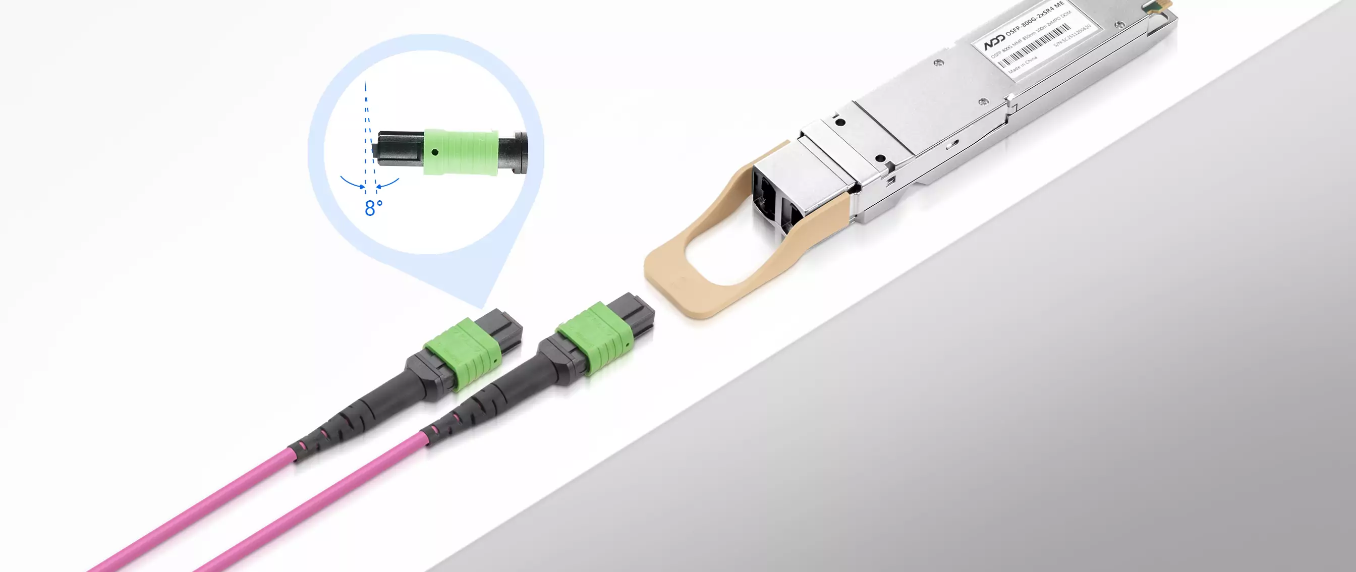 40m (131ft) MPO-12 UPC (Female) to MPO-12 UPC (Female) Magenta OM4 12 Fibers Type B LSZH Multimode Trunk Cable 3mm detail