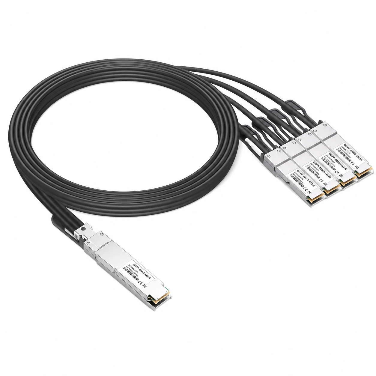400G OSFP to 4xQSFP56 1–3m DAC O4Q56-400G-CU1H