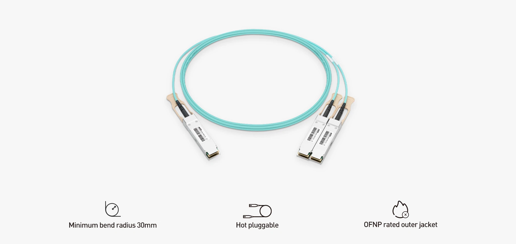 NVIDIA/Mellanox Coding Target MFS1S50-V001E Compatible AOC 1m (3ft) 200GbE to 2x100GbE QSFP5 Active Optical Splitter Cable detail