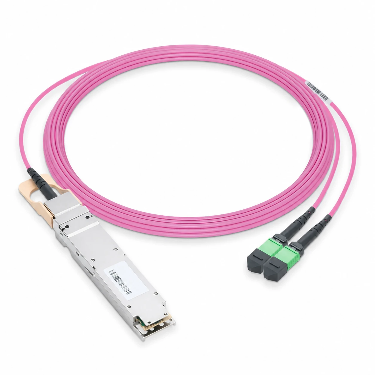 800GBASE-2×SR4 OSFP 850nm 100m MMF Liquid/Immersion Cooling Finned Top Transceiver with 3m MPO-12/APC Female Type A Pigtail view 2