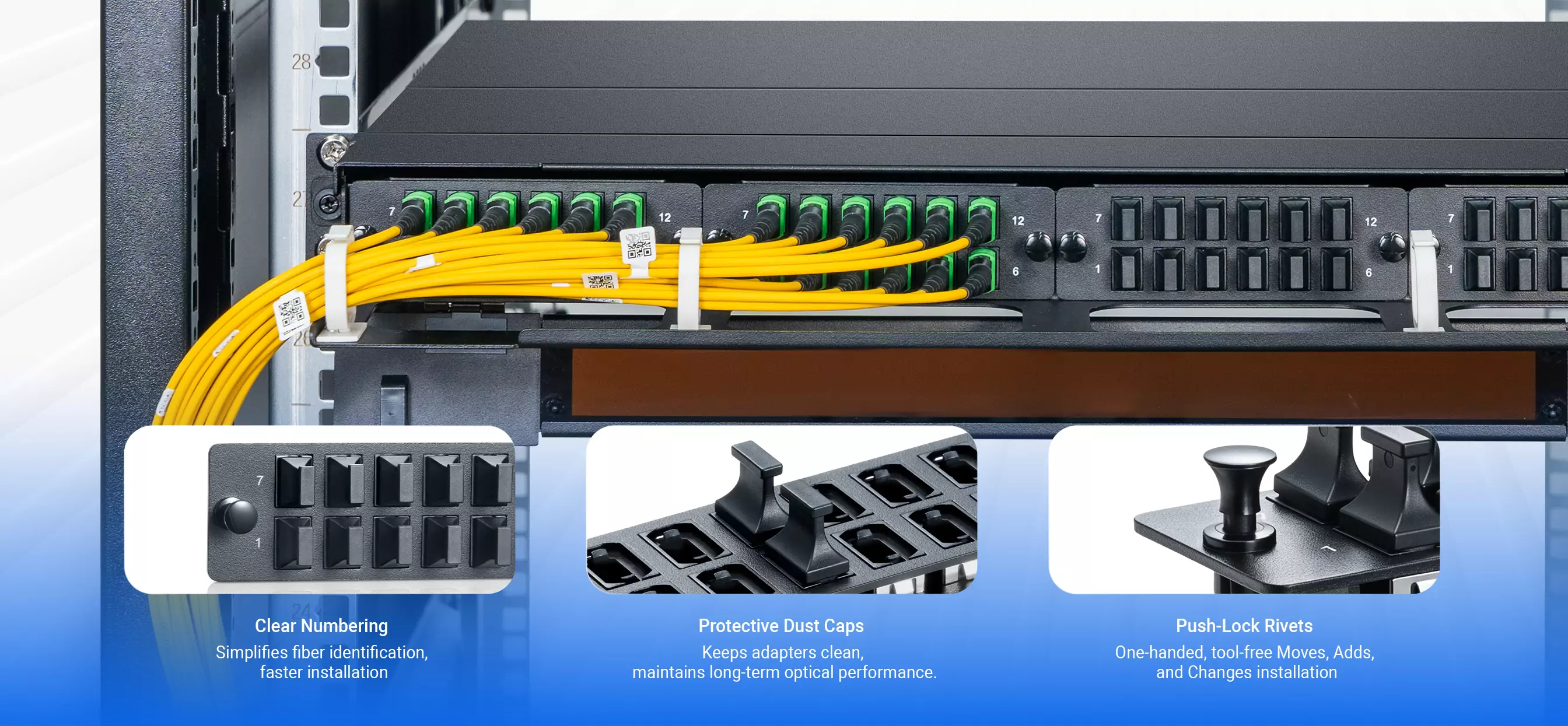 FAP-12MPOA 12-port MTP/MPO adapter panel (Type A, Key Up to Key Down) detail